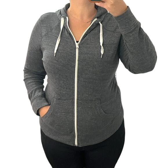 Xersion (M) Hooded Full Zip Two Front Pocket Casual Knit Layering Comfy Jacket - Picture 2 of 12